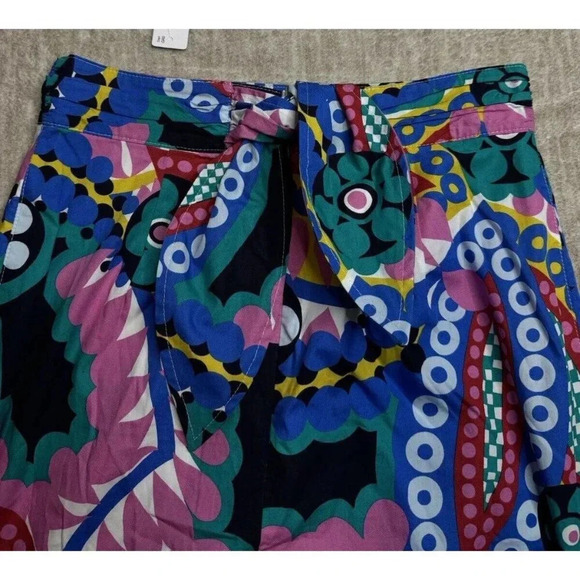J. CREW NWT Floral Tie Wrap linen Tulip Pencil Skirt Colorful Blue Pink size 2 - Picture 3 of 13